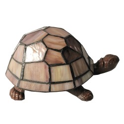 LumiLamp Tiffany Tischlampe Schildkröte 23x14x8 cm  Braun Glas