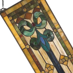 LumiLamp Tiffany Glass Panel 25x73 cm Yellow Blue Glass Rectangle