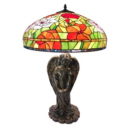 LumiLamp Lampe de table Tiffany Ø 55x85 cm Rouge Vert Verre Rose