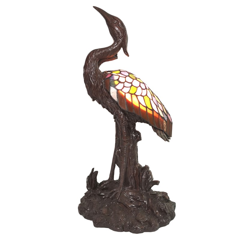 LumiLamp Table Lamp Tiffany Bird 58 cm Brown Yellow Glass