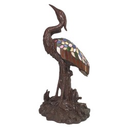 LumiLamp Lampe de table Tiffany Oiseau 58 cm Marron Jaune Verre