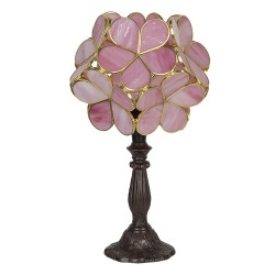 LumiLamp Lampe de table Tiffany 43 cm Rose Verre Fleurs