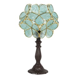 LumiLamp Lampe de table Tiffany 43 cm Vert Verre Fleur