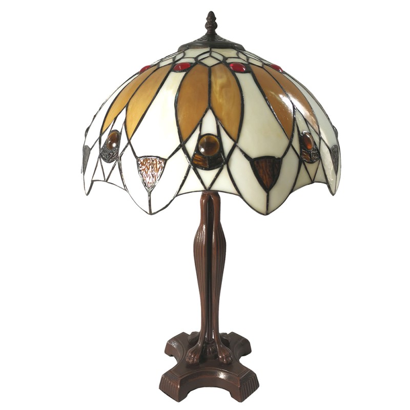 LumiLamp Lampada da tavolo Tiffany Ø 41x57 cm Beige Marrone  Vetro