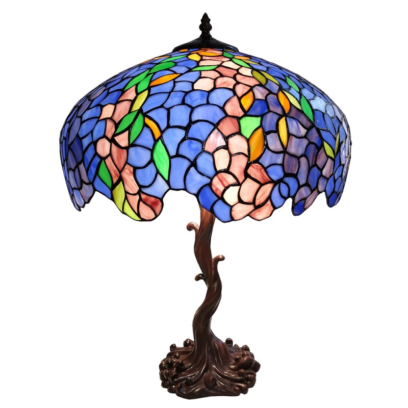 LumiLamp Lampada da tavolo Tiffany Ø 50x76 cm Blu Verde Vetro Fiori