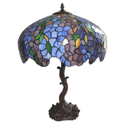 LumiLamp Table Lamp Tiffany Ø 50x76 cm Blue Green Glass Flowers