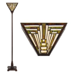 LumiLamp Tiffany Vloerlamp  Ø 31x186 cm  Beige Groen Polyresin Glas Rechthoek