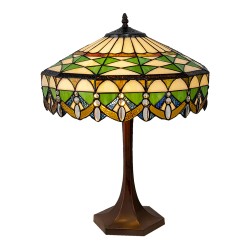 LumiLamp Table Lamp Tiffany Ø 41x57 cm Green Glass Round