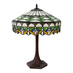 LumiLamp Lampada da tavolo Tiffany Ø 41x57 cm Verde Vetro Rotondo