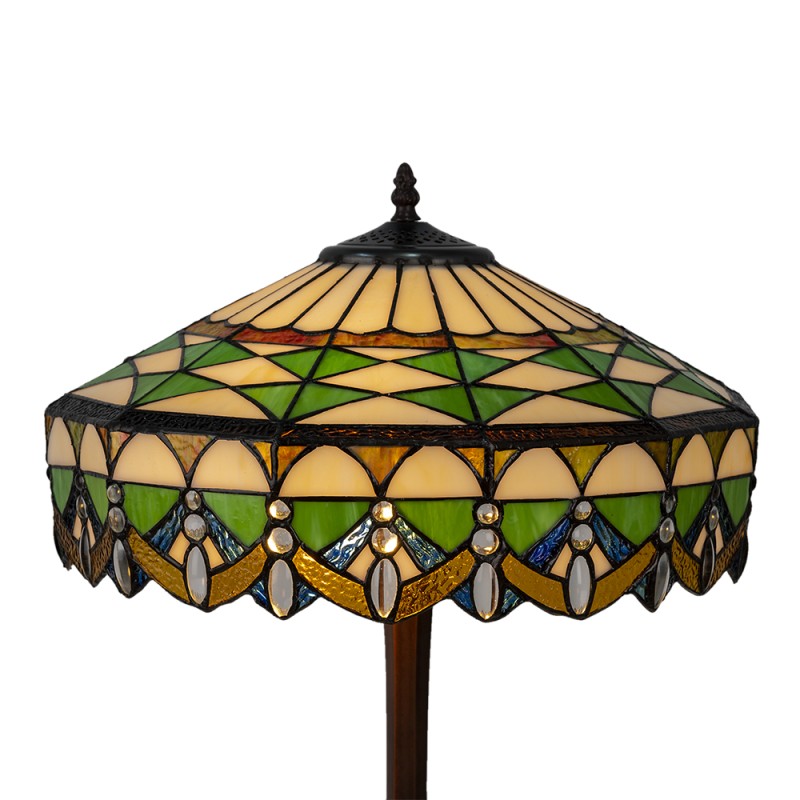 LumiLamp Lampe de table Tiffany Ø 41x57 cm Vert Verre Rond