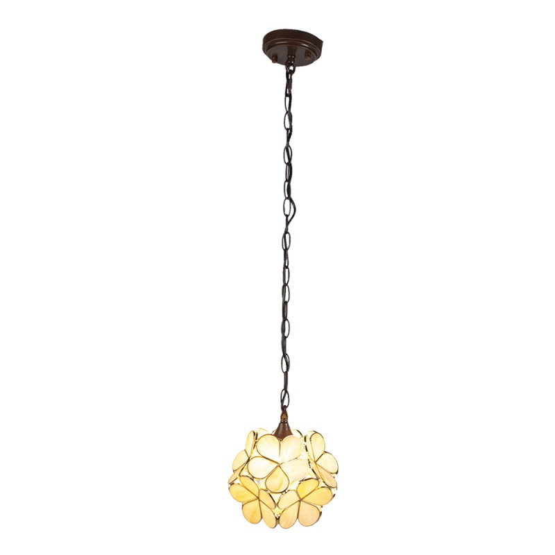 LumiLamp Hanglamp Tiffany  21x21x17/90 cm  Beige Glas Bloem