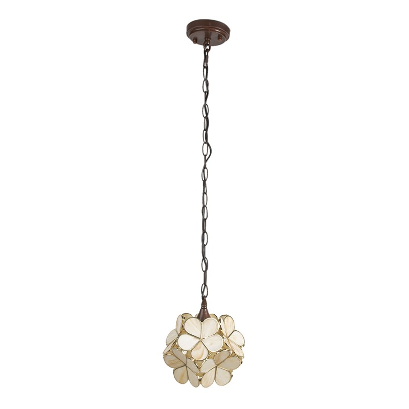 LumiLamp Lampada a Sospensione Tiffany 21x21x17/90 cm  Beige Vetro Fiore