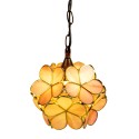 LumiLamp Pendant Lamp Tiffany 21x21x17/90 cm  Pink Yellow Glass Flowers