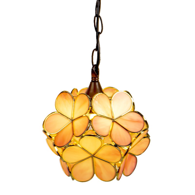 LumiLamp Pendant Lamp Tiffany 21x21x17/90 cm  Pink Yellow Glass Flowers