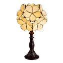 LumiLamp Lampe de table Tiffany 21x21x38 cm Beige Polyrésine Verre Fleur