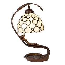 LumiLamp Lampe de table Tiffany 28x20x41 cm Beige Verre