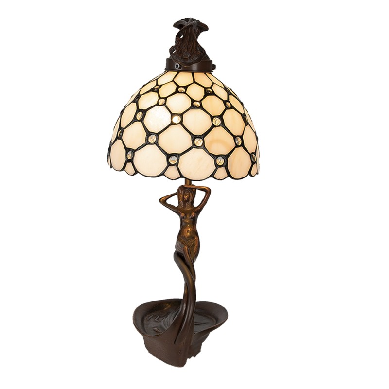 LumiLamp Lampe de table Tiffany 28x20x41 cm Beige Verre