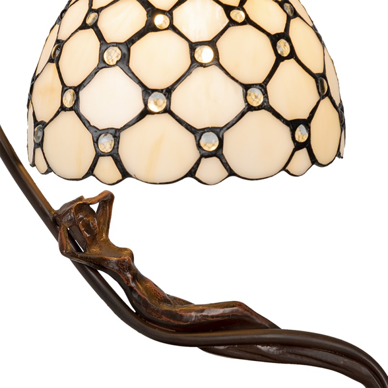 LumiLamp Lampe de table Tiffany 28x20x41 cm Beige Verre