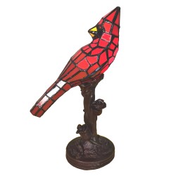 LumiLamp Lampe de table Tiffany Oiseau 15x12x33 cm  Rouge Plastique Verre