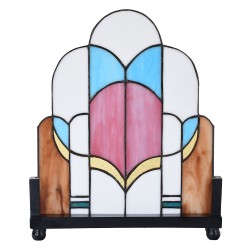 LumiLamp Tiffany Glass Panel 30x3x25 cm White Pink Glass Wood