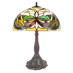 LumiLamp Lampada da tavolo Tiffany Ø 41x58 cm  Beige Verde Plastica Vetro Fiori