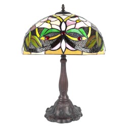 LumiLamp Table Lamp Tiffany Ø 41x58 cm  Beige Green Plastic Glass Flowers