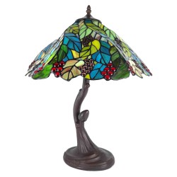 LumiLamp Lampada da tavolo Tiffany Ø 43x54 cm  Verde Plastica Vetro Foglie