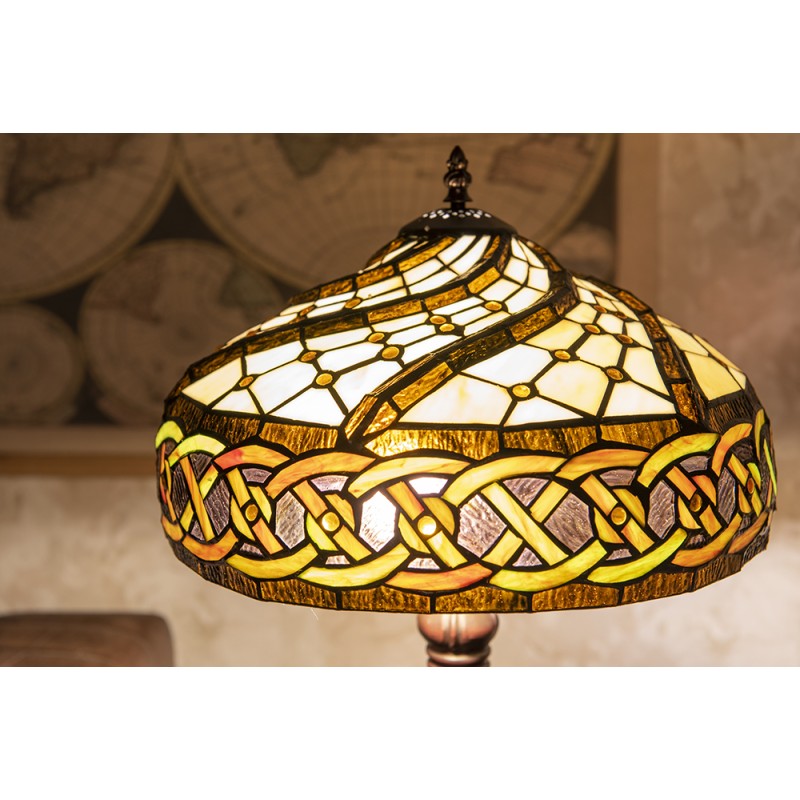 LumiLamp Lampada da tavolo Tiffany Ø 34x58 cm  Marrone Plastica Vetro