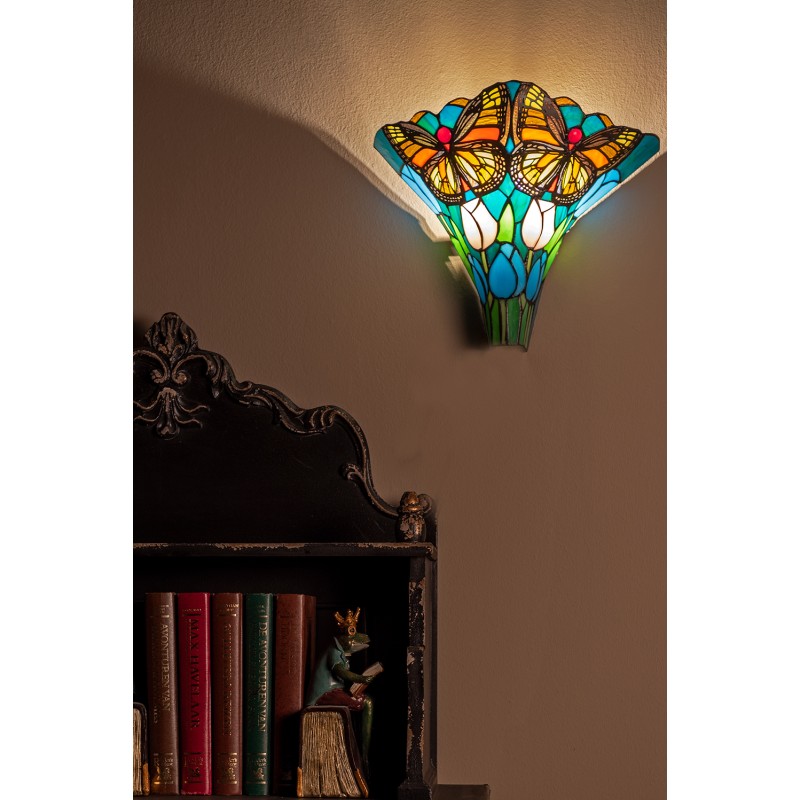 LumiLamp Wall Light Tiffany 37x18x35 cm  Green Blue Glass