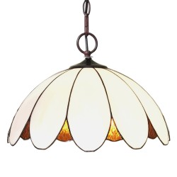 LumiLamp Lampada a Sospensione Tiffany Ø 46x138 cm  Bianco Metallo Vetro