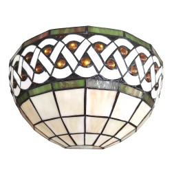 LumiLamp Wandlamp Tiffany  31x15x21 cm  Beige Glas Halfrond