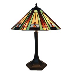 LumiLamp Lampada da tavolo Tiffany Ø 41x54 cm Verde Marrone Vetro Zinco