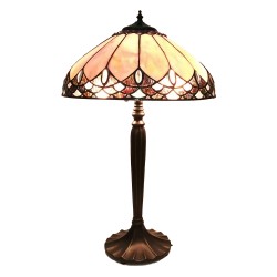 LumiLamp Lampada da tavolo Tiffany Ø 39x63 cm Beige Marrone  Vetro Plastica Rotondo