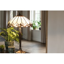 LumiLamp Lampada da tavolo Tiffany Ø 39x63 cm Beige Marrone  Vetro Plastica Rotondo