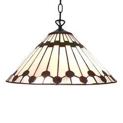 LumiLamp Lampes à suspension Tiffany Ø 40 cm Blanc Marron Verre Plastique Rond