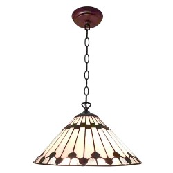 LumiLamp Lampes à suspension Tiffany Ø 40 cm Blanc Marron Verre Plastique Rond