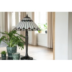 LumiLamp Lampada da tavolo Tiffany Ø 40x63 cm Bianco Vetro Plastica Rotondo