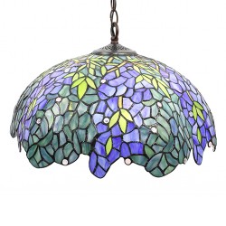 LumiLamp Hanglamp Tiffany  Ø 45x126 cm  Blauw Groen Glas Metaal