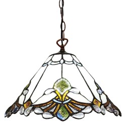 LumiLamp Hanglamp Tiffany  Ø 31x107 cm  Wit Bruin Glas Metaal