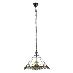 LumiLamp Lampada a Sospensione Tiffany Ø 31x107 cm  Bianco Marrone  Vetro Metallo