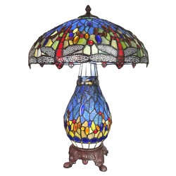 LumiLamp Table Lamp Tiffany Ø 46x65 cm Blue Red Glass Zinc