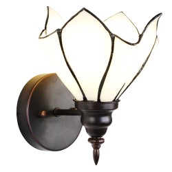 LumiLamp Wandlamp Tiffany  23x17x19 cm  Wit Bruin Glas Metaal