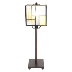 LumiLamp Table Lamp Tiffany 13x13x28 cm  White Beige Glass Metal Square