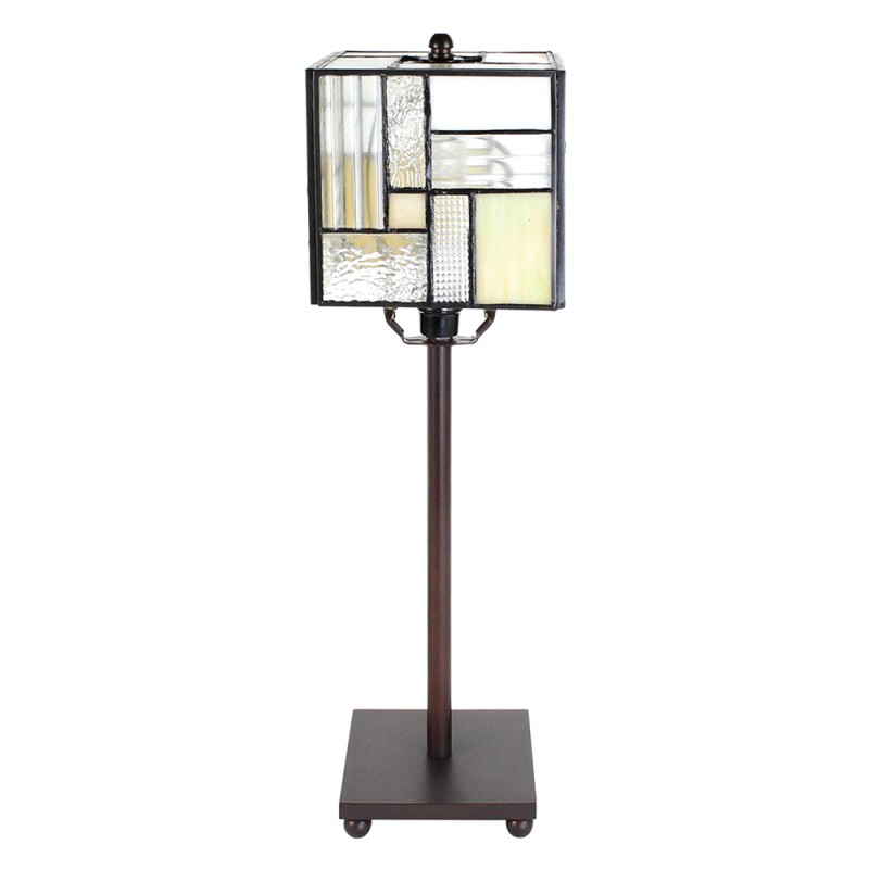 LumiLamp Table Lamp Tiffany 13x13x28 cm  White Beige Glass Metal Square