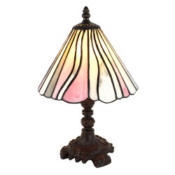 LumiLamp Lampe de table Tiffany Ø 20x34 cm  Rose Beige Verre Plastique
