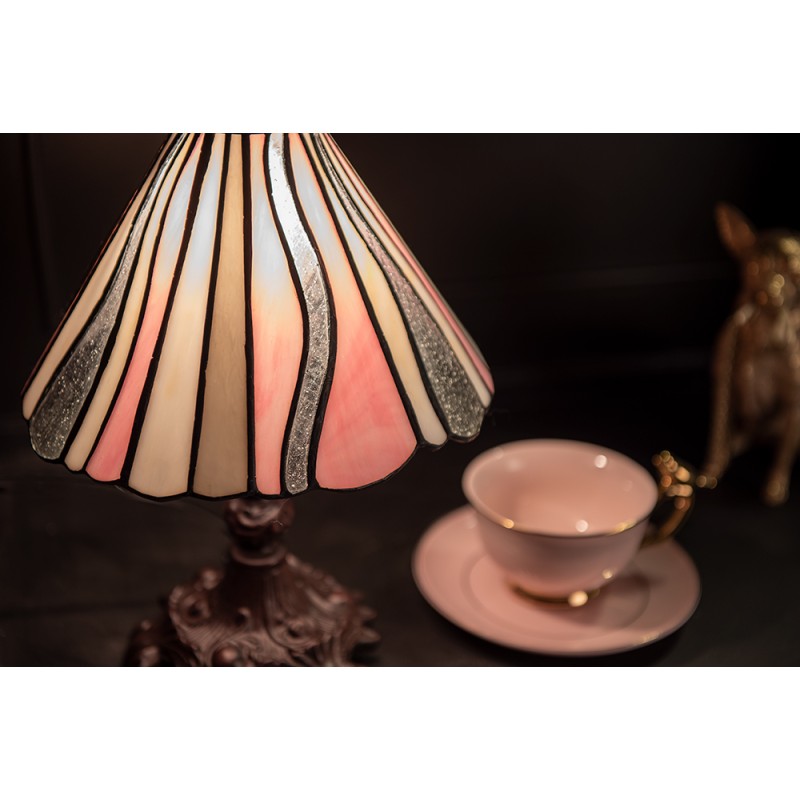 LumiLamp Lampe de table Tiffany Ø 20x34 cm  Rose Beige Verre Plastique