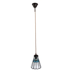 LumiLamp Lampada a Sospensione Tiffany Ø 15x115 cm  Trasparente Vetro Metallo Rotondo