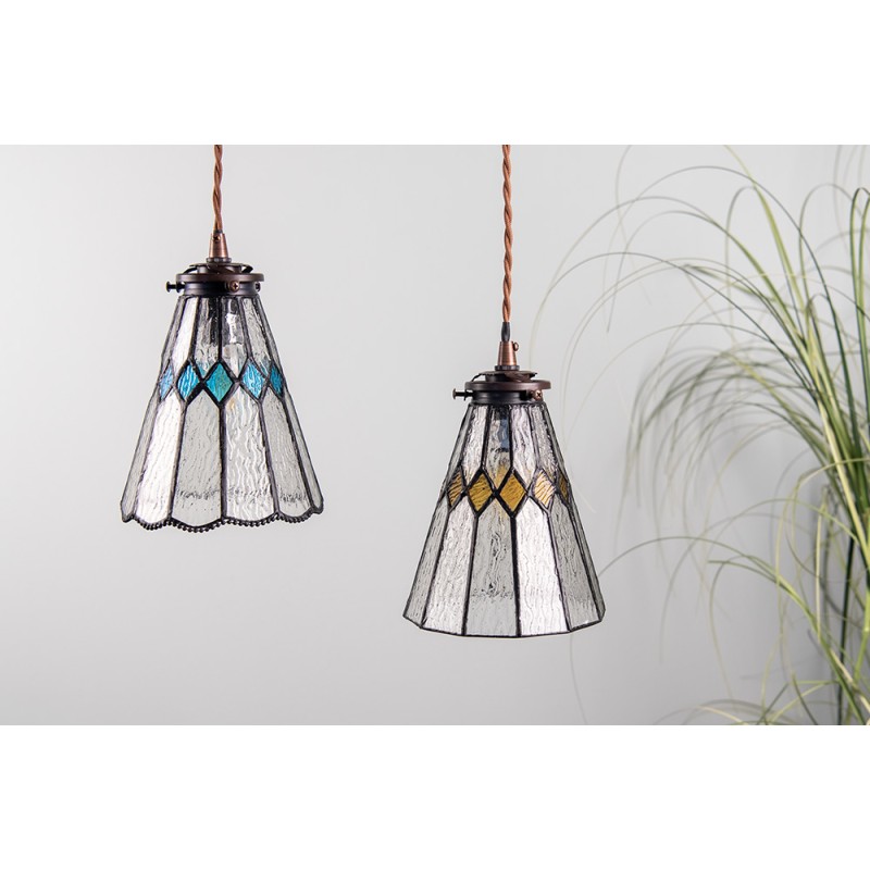 LumiLamp Pendant Lamp Tiffany Ø 15x115 cm  Transparent Glass Metal Round