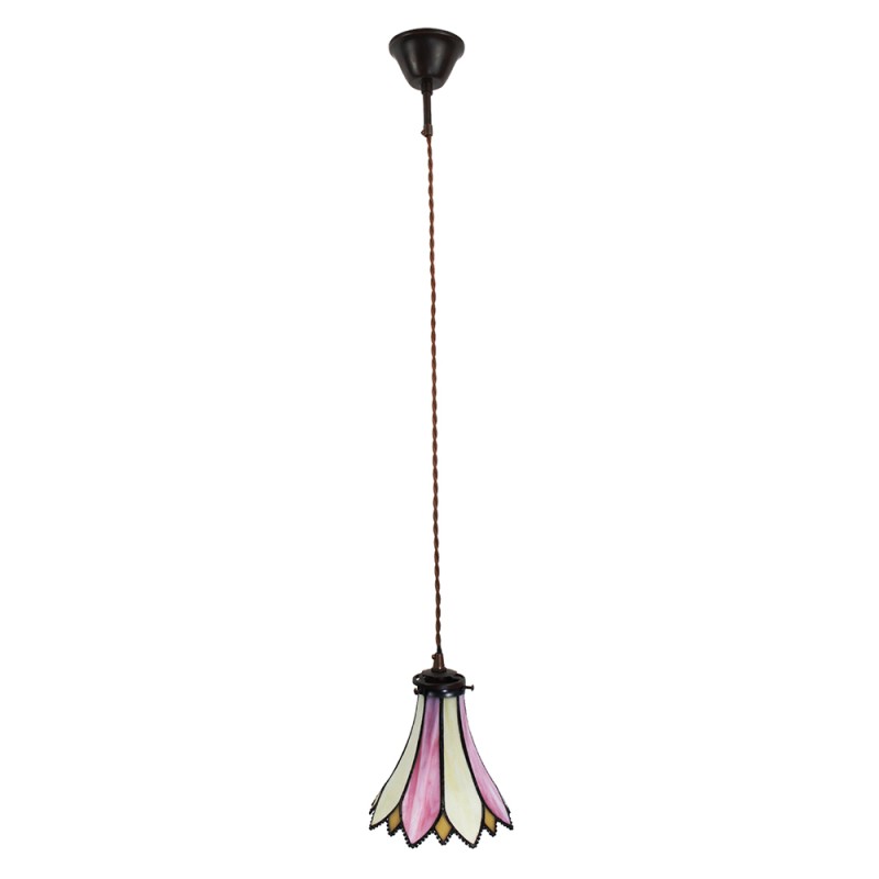 LumiLamp Lampes à suspension Tiffany Ø 15x115 cm  Rose Beige Verre Métal