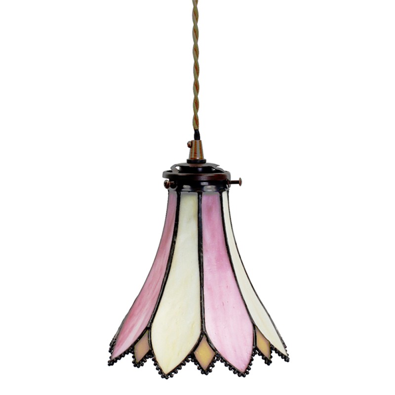 LumiLamp Lampes à suspension Tiffany Ø 15x115 cm  Rose Beige Verre Métal